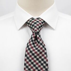 Lauren Ralph Lauren Hand Made Gingham Plaid 100% Silk Tie Navy Pink White LRL